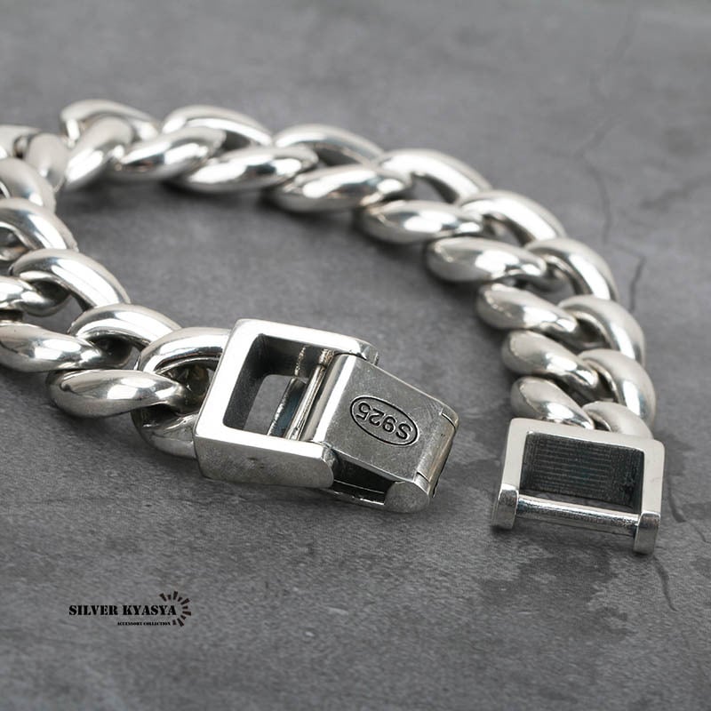 重厚 シルバー925 喜平ブレスレット シルバー喜平チェーン 極太 幅16mm