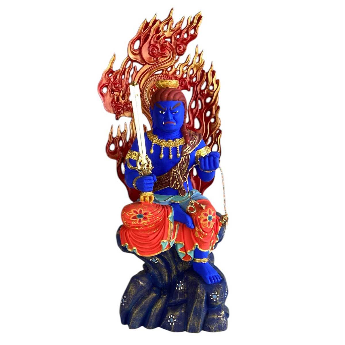 不動明王 仏像 極彩色仕上げ 大サイズ34cm・中サイズ17cm 魔除け 災難