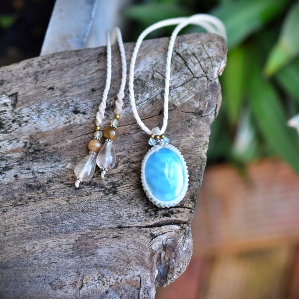 ラリマーマクラメネックレス✼碧音✼ ラリマーマクラメネックレス✼碧