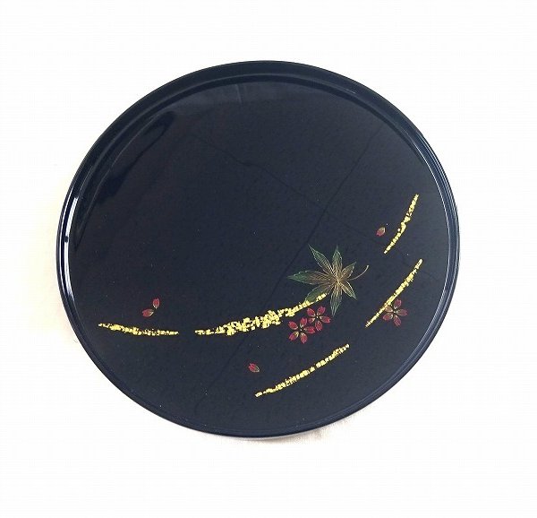 輪島塗 金箔押 千代寿盆 輪島塗 金箔押千代寿盆