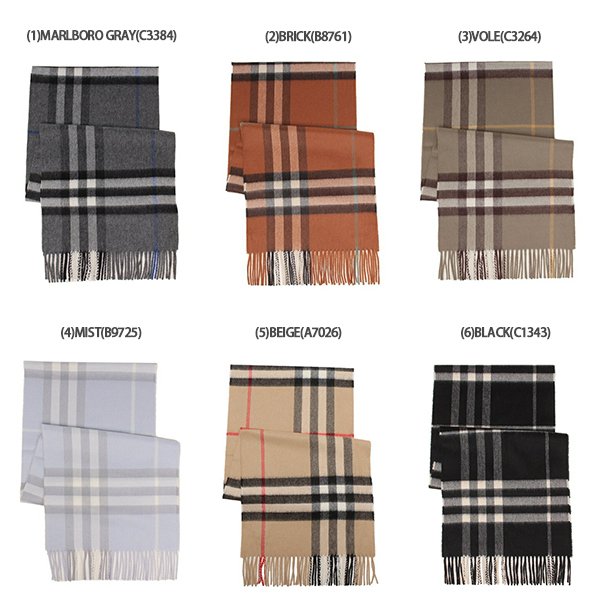 バーバリー マフラー ジャイアントチェック柄 フリンジ カシミヤ100