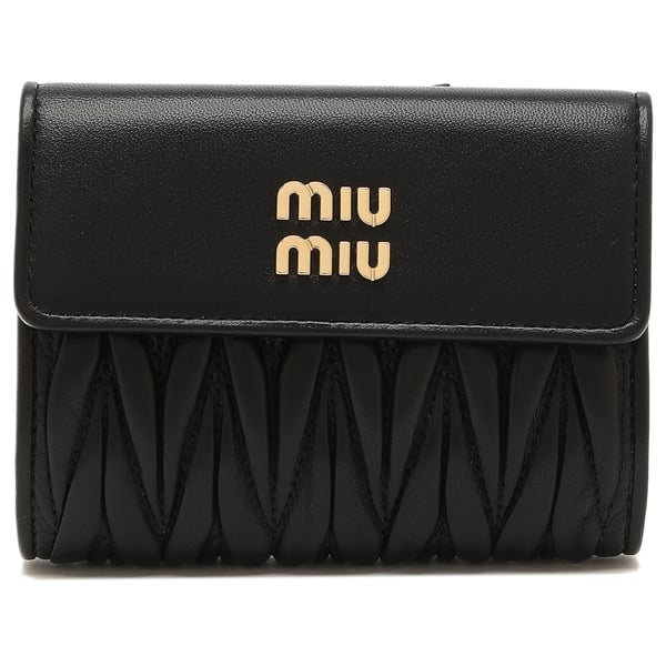 miumiu 財布 黒 ミュウミュウ 三つ折り財布 マテラッセ ミニ財布
