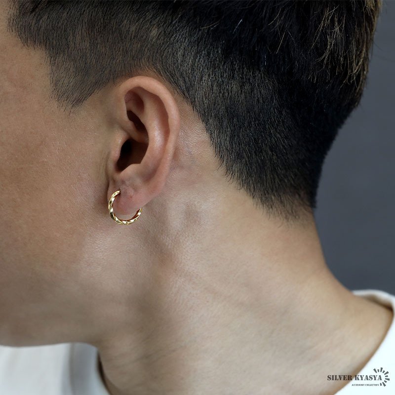 ステンレス フープピアス ツイストピアス ねじり ゴールド シルバー