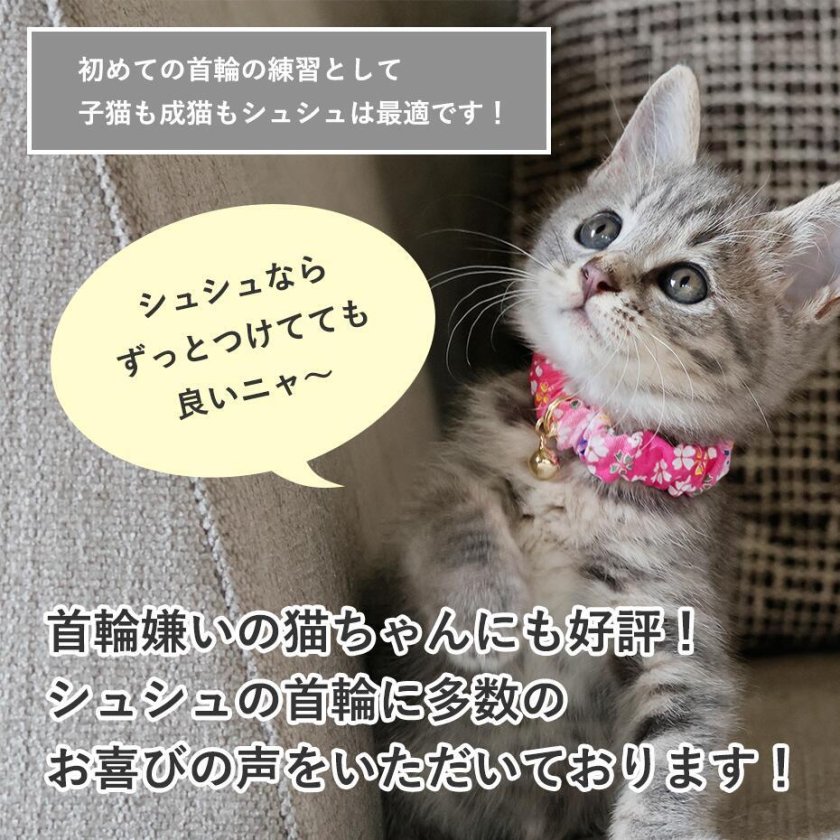 オプション取り外し可能リボン紹介ページ☆縫い付け迷子札 シュシュ猫