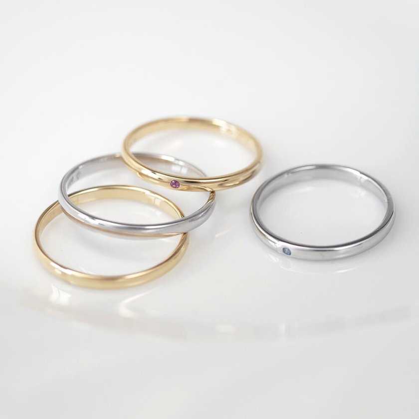 セミオーダー 刻印対応 18金 リング k18 シンプルリング 刻印 K18 誕生