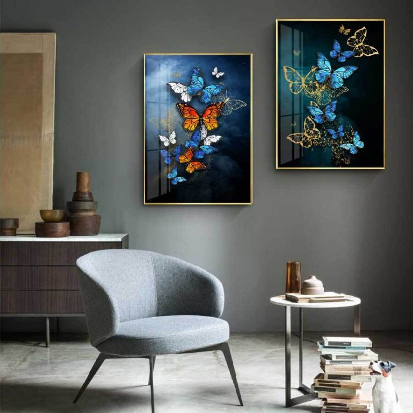 絵画 蝶チョウ ファブリック パネル 枠付き アート人気 モダン 絵 70