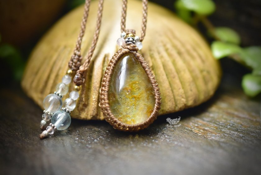 黄金雫☆イエローガーデンクォーツ マクラメネックレス748 - 【Funky