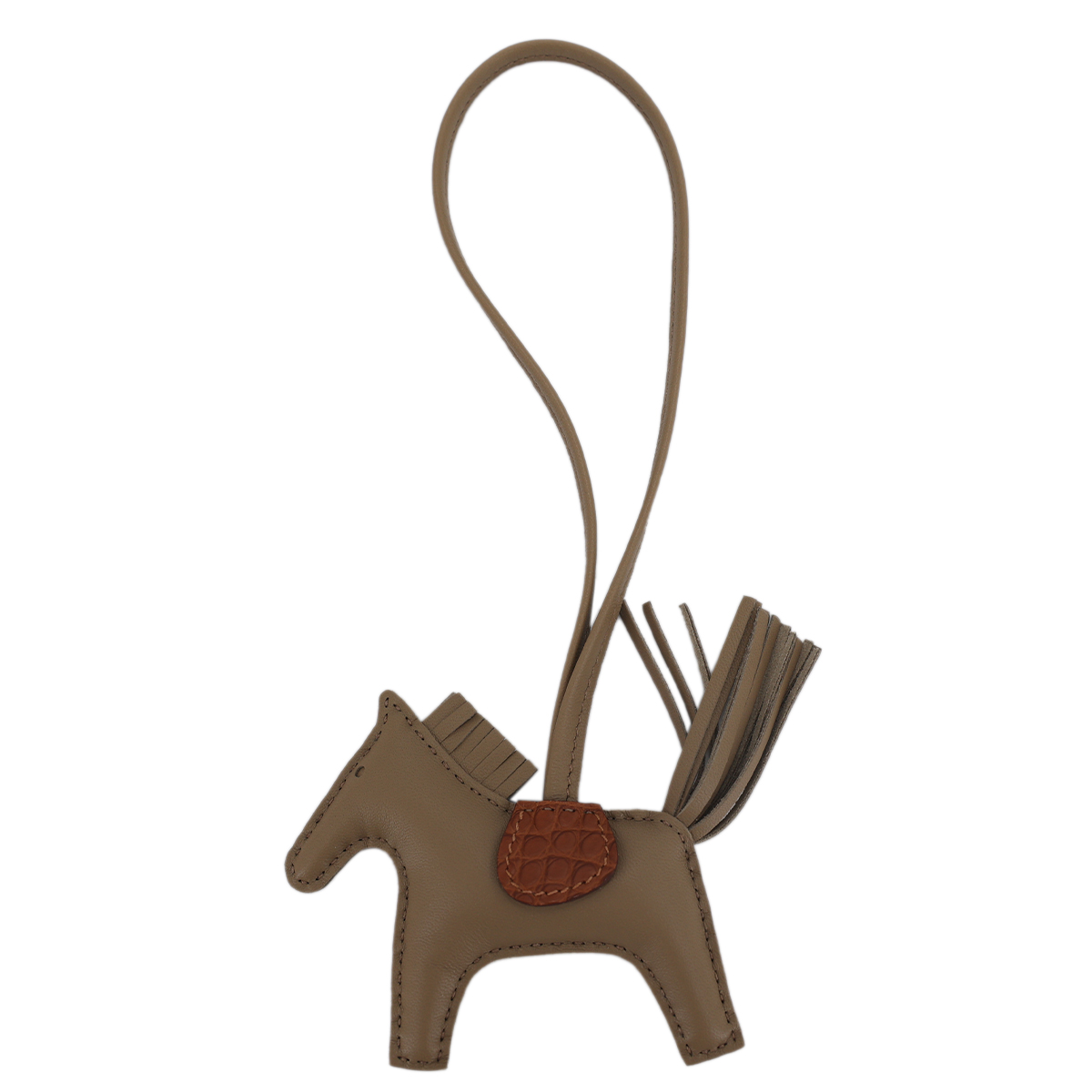 HERMÈS Alligator Rodeo PM Touch charm in Beige Marfa and Gold