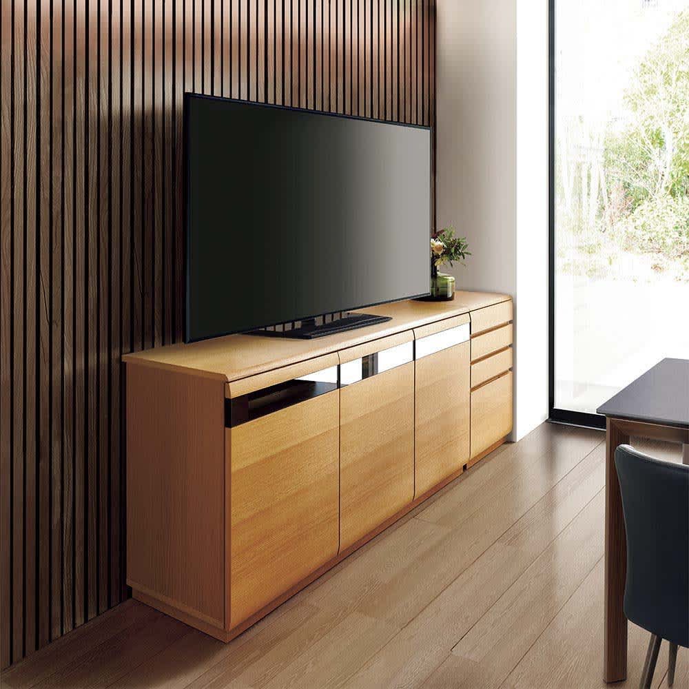 ハイタイプテレビ台 幅150高さ75cm 【オーク材アールデザインシリーズ
