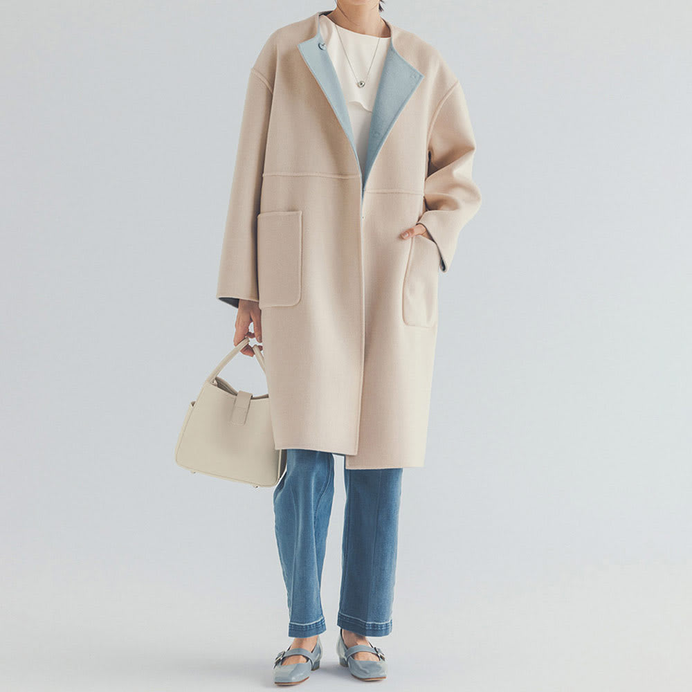 リバー縫製ダブルフェイス 配色 リバーシブルコート 通販 - ディノス