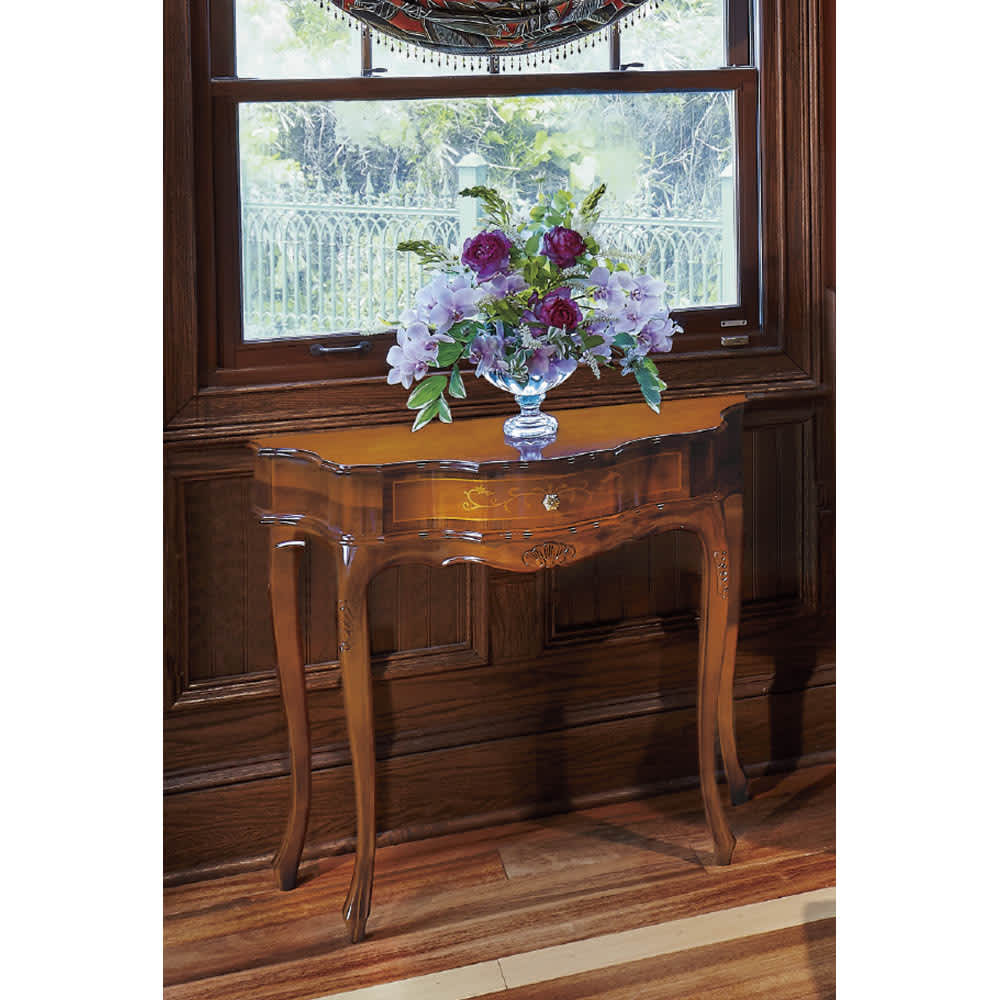 イタリア製 大理石 猫足コンソールテーブル、天使置物、真鍮コンポート