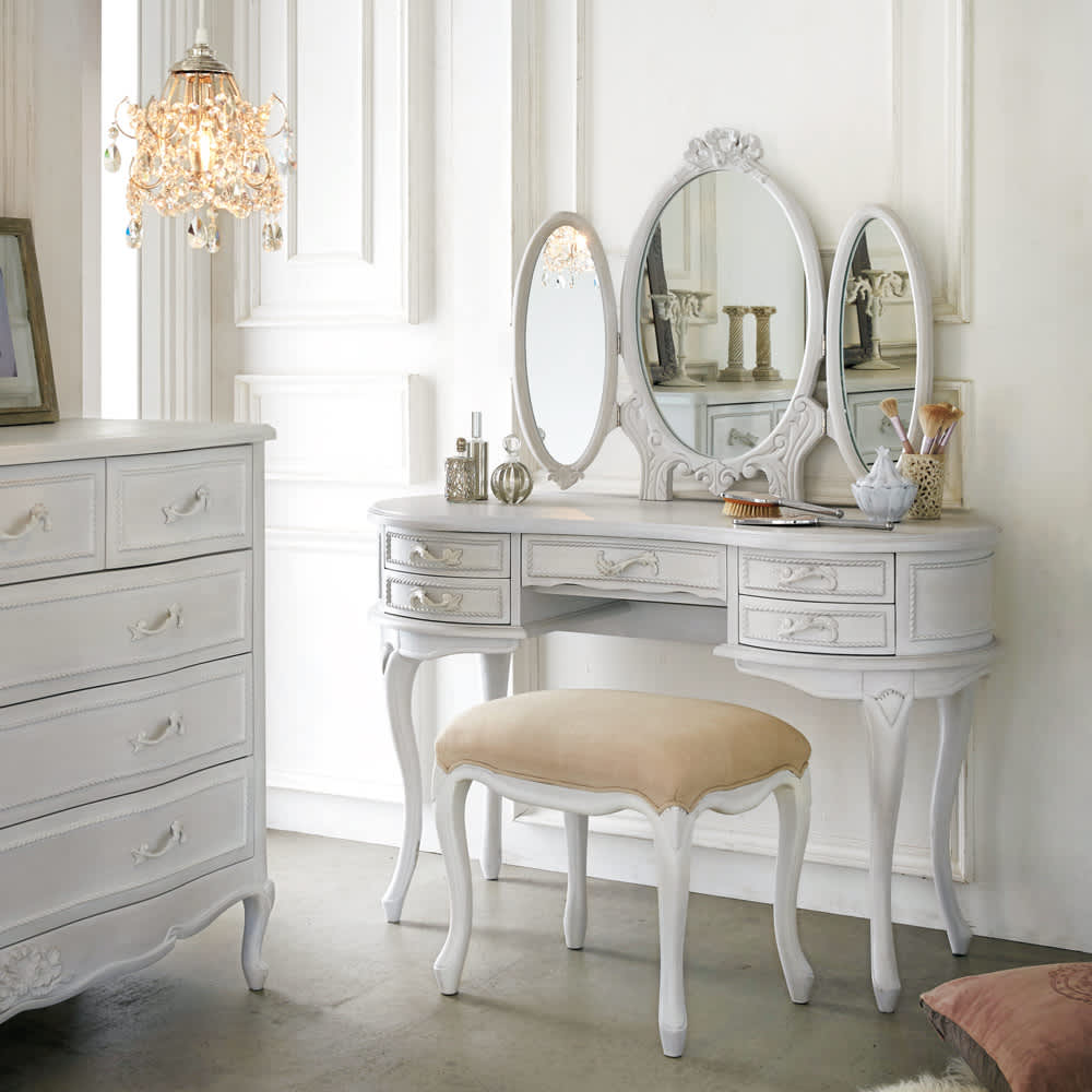 シャビーシック ドレッサー＋スツールセット ホワイト 注文 シャビー