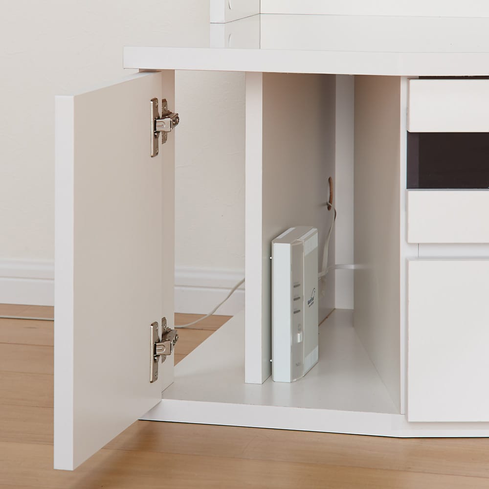 コーナー壁面収納テレビ台 幅150高さ180cm 左壁設置用 【ハイバック