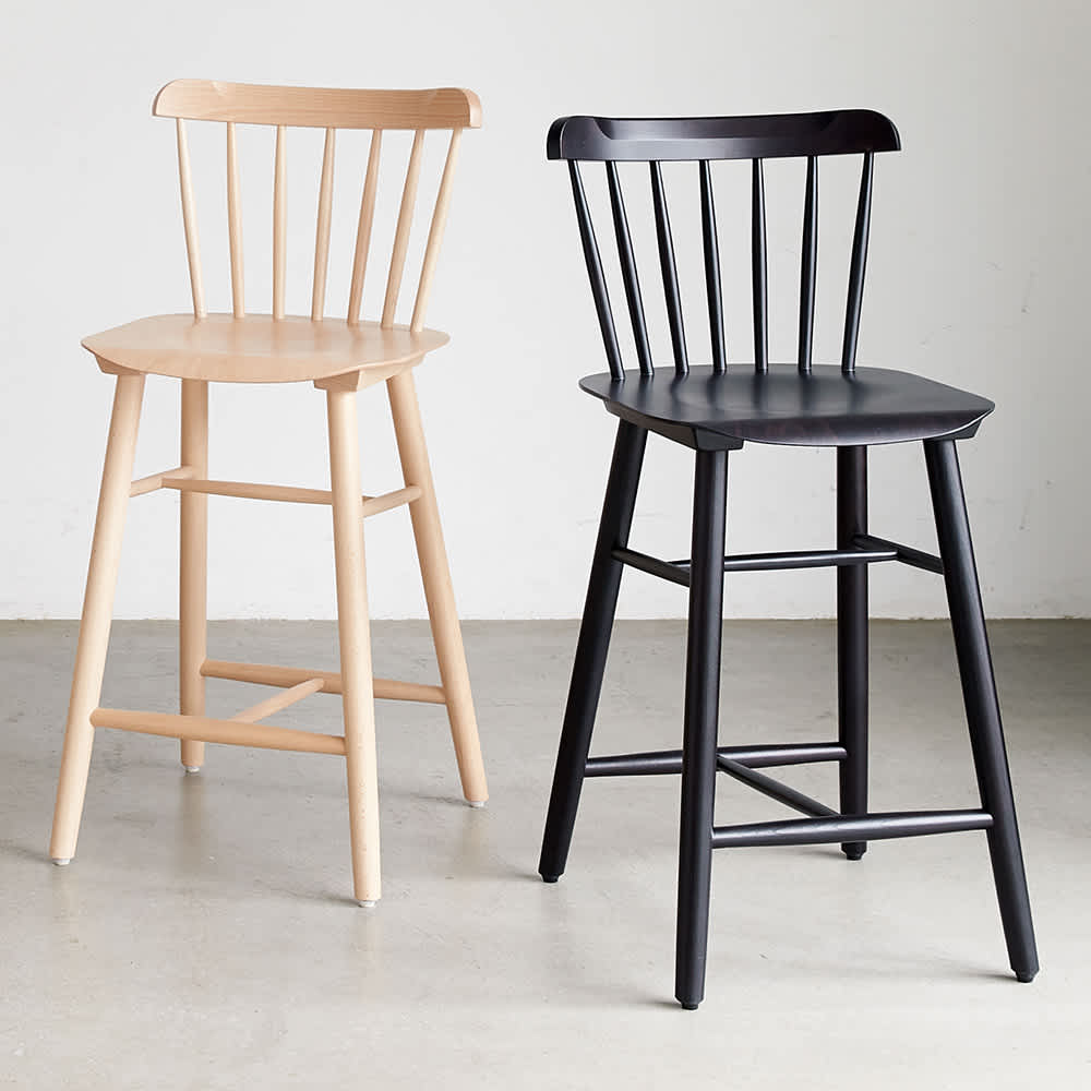 2脚SET】美品 TON トン ウィンザーチェア カウンターチェアブラウン