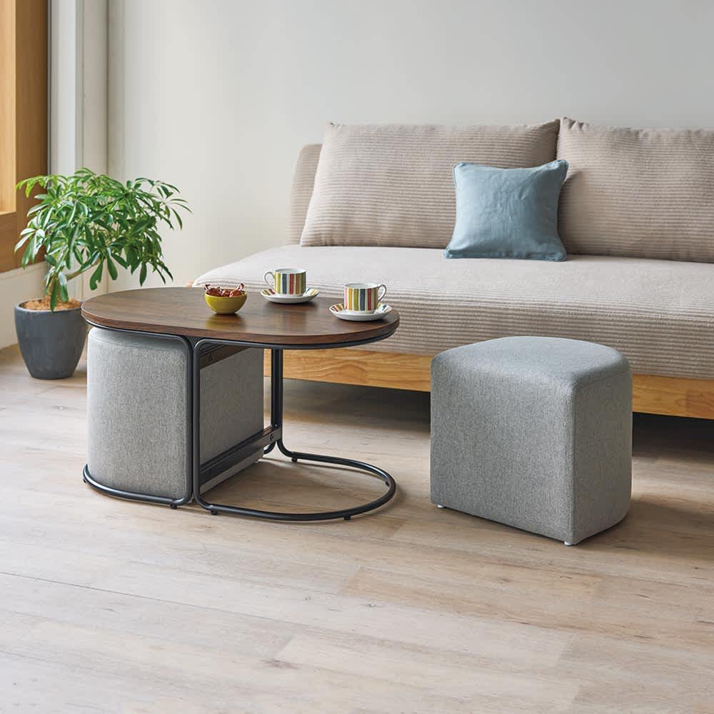 スツール付きサイドテーブル 幅79cm 通販 - ディノス