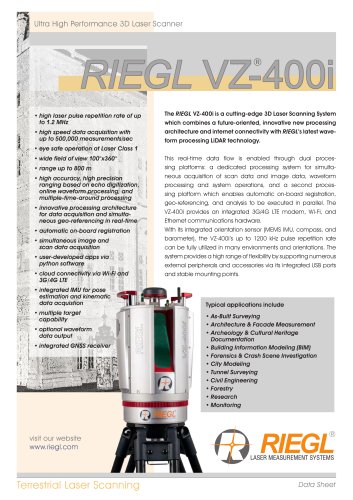 RIEGL VZ-400i - RIEGL LMS - PDF Catalogs | Technical Documentation