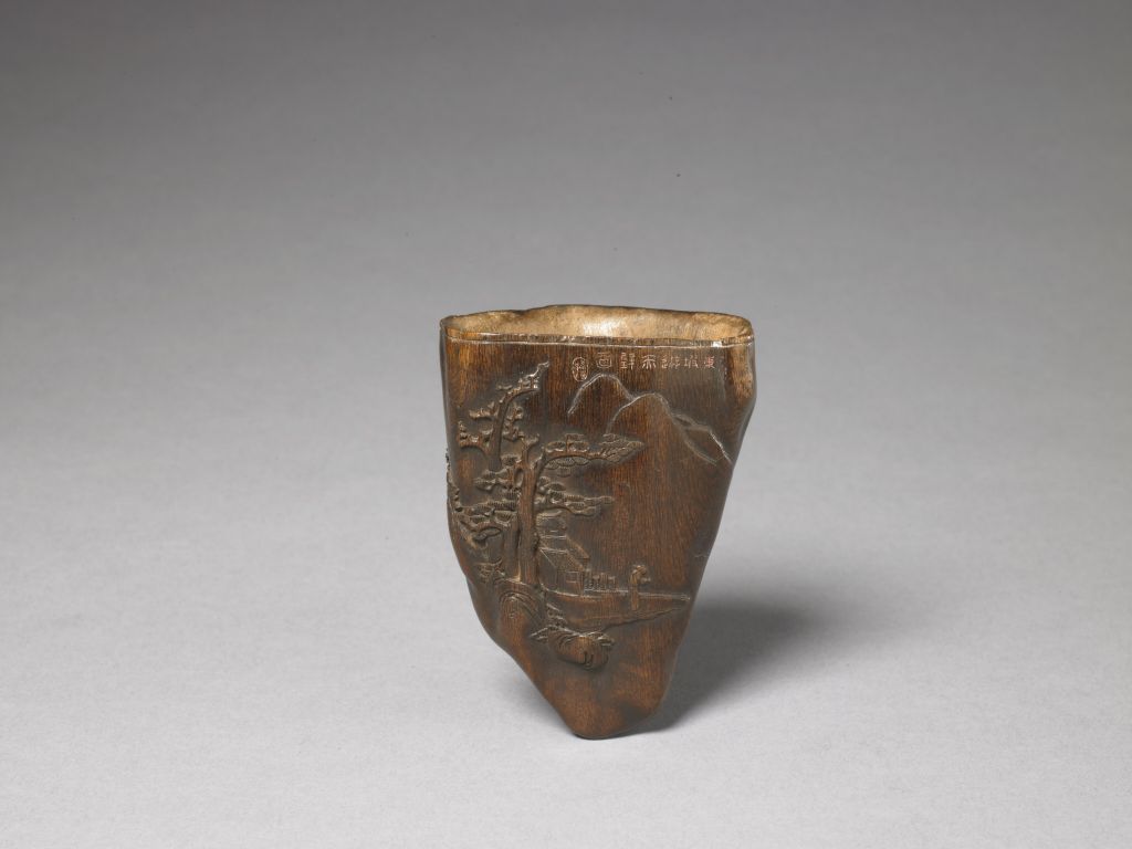 张希黄沉香木刻东坡游赤壁图酒斗- 故宫博物院