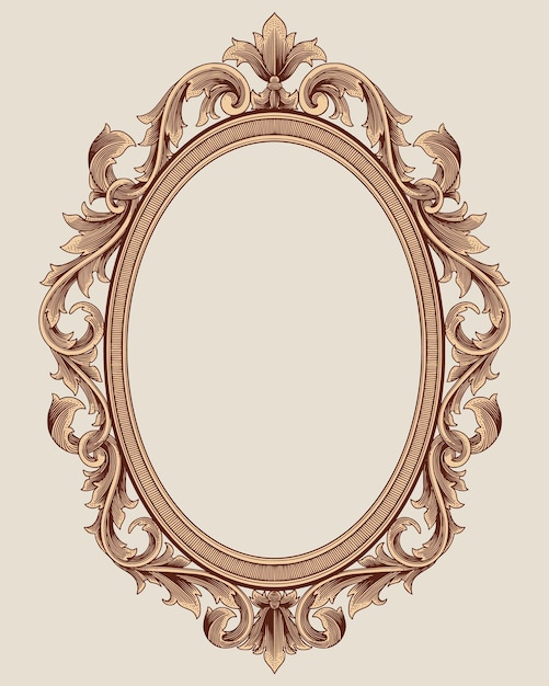 アンティーク フレーム ゴールド手描きヴィンテージ彫刻イラスト