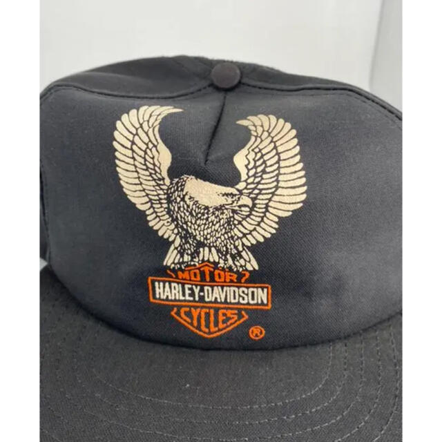 超希少！】ハーレーダビッドソン金属製鷲エンブレム付きキャップ黒