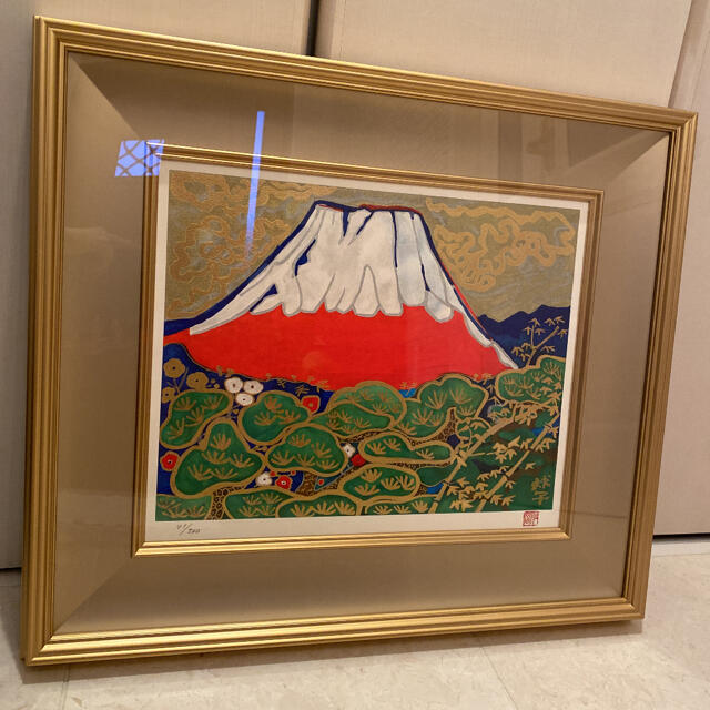 肉筆油絵◇『青のやまなみ』◇がんどうあつし作者直接真作直筆絵画F8号