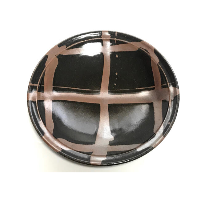 益子焼 黒釉大皿 益子焼 so many years 民藝 和平皿 染分