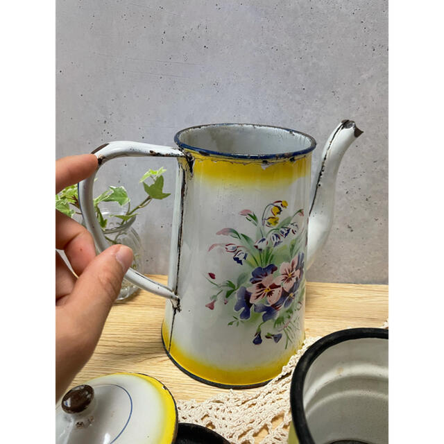 フランス アンティーク アンティークホーローポット ホーロー ポット