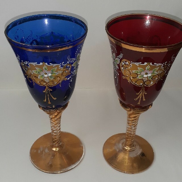 アンティーク ベネチアンワイングラス 24金 ベネチアングラス ムラノ