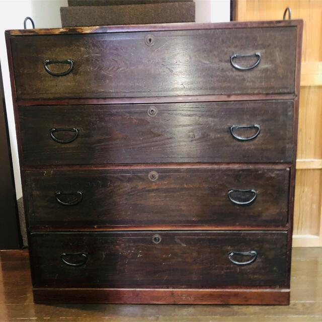 古民家 家具 タンス 古い木製のタンス 時代庄内箪笥 タンス 収納 古家具 古