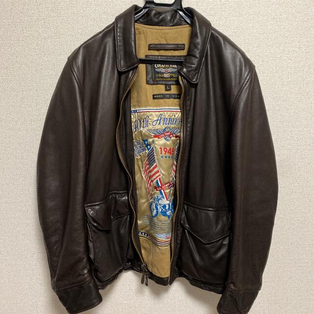 デンハム レザーブルゾン ショールカラー ボタン ブラウン Mサイズ 本