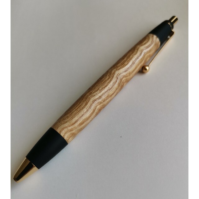 野原工芸 スタンダード ボールペン たも波杢 ゴールド 保証書付き タモ