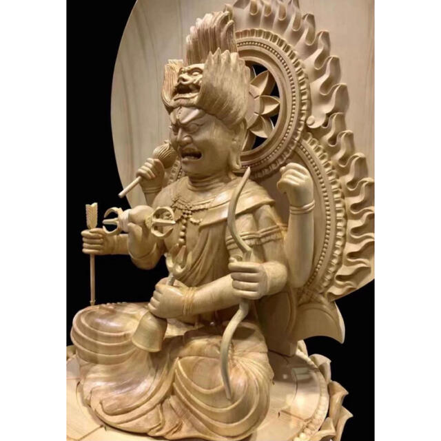 大迫力 井波彫刻 特大型高90cm 檜材 木彫仏教 仏師で仕上げ品