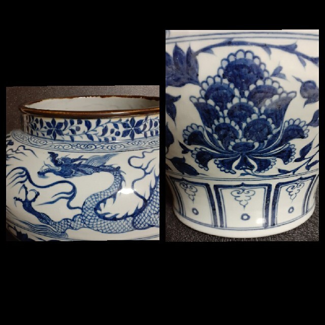 中国古美術・大明成化年製款・掐絲琺瑯龍雲文囲碁罐・