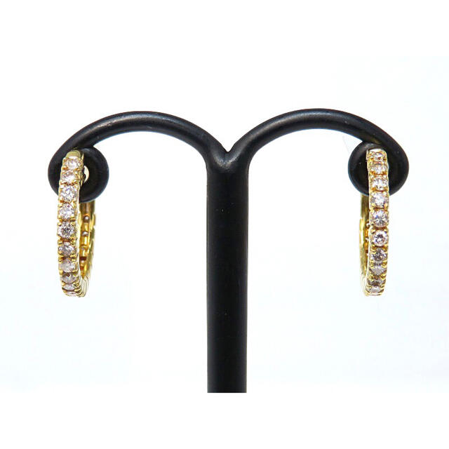 K18 ダイヤモンド0.26ctx2 合計0.52ct フープピアス ゴールド 本物