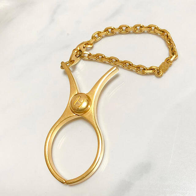エルメス グローブホルダー ゴールド H チェーン 手袋 クリップ ロゴ 2 ☆