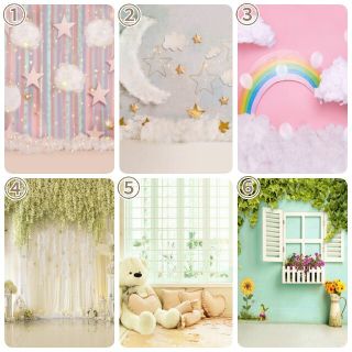 背景布【屋内V】ニューボーンフォト、ペット、ドール撮影用空薔薇気球雲窓