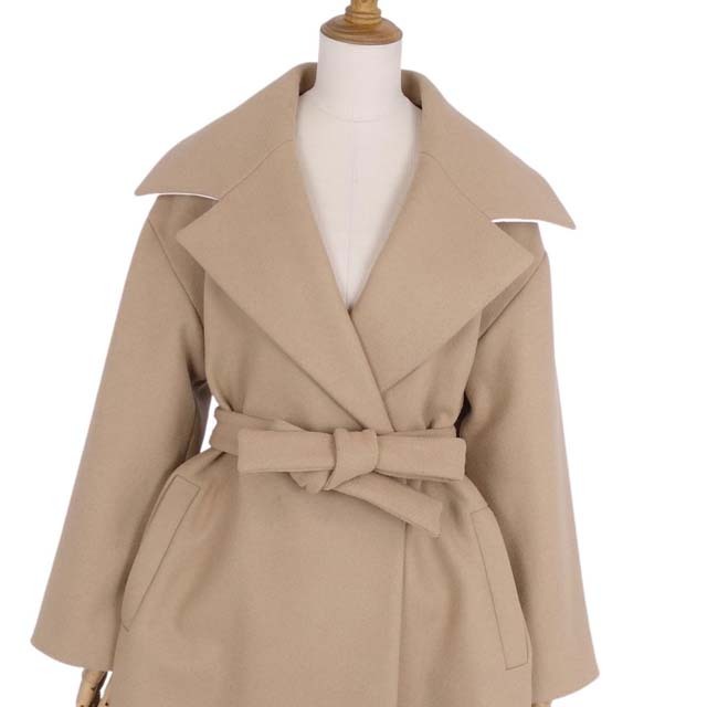 N°21 - ヌメロベントゥーノ コート ウール ナイロン ベルト付き ロング