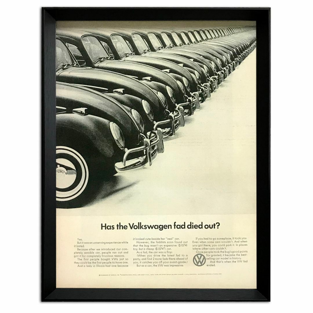 フォルクスワーゲン 1960年代 アメリカ ヴィンテージ 広告 額付
