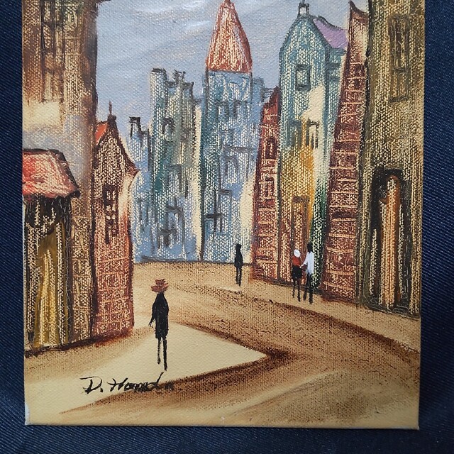 フランス裏町街の風景 作者不詳 額縁約80×67絵画65×53cm 15Fサイズ