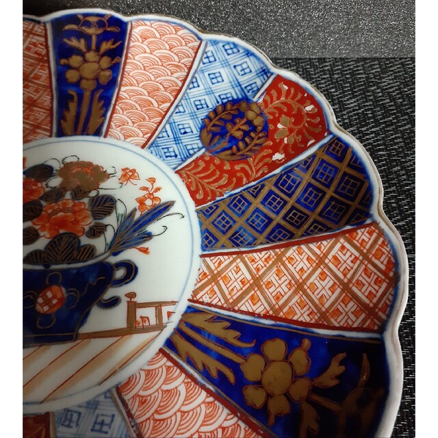 中皿 4枚 鳥 花 染付 古伊万里 上手物 明治 中皿 4