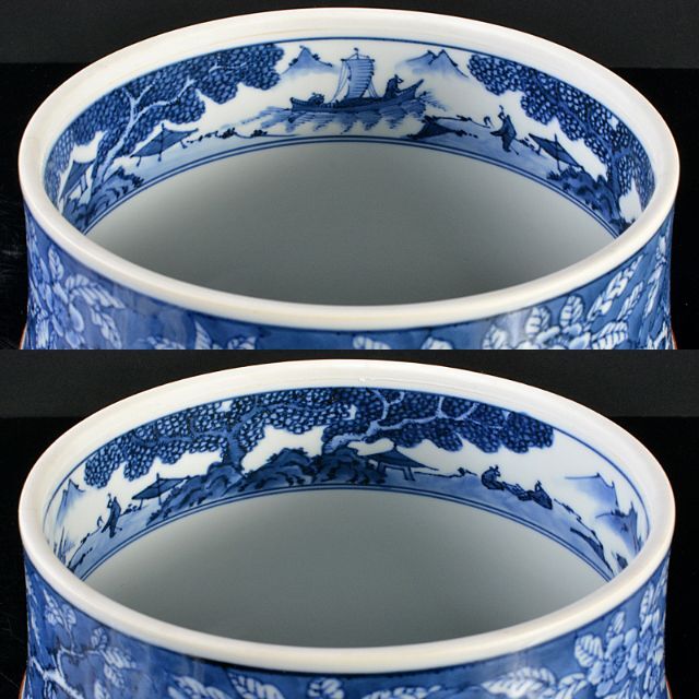 京焼 平安 土山松泉造 青華花鳥祥瑞文 水指 共布共箱 D R5477B の通販