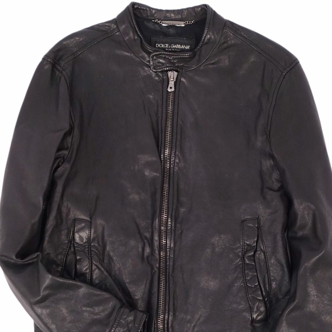 希少 DOLCE & GABBANA ラムレザー ライダーズ 黒 50 ブルゾン 希少