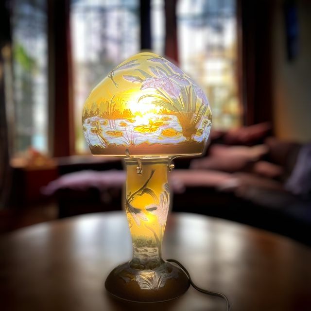 ◇証明書付◇EmileGalleエミールガレ ランプ カメオ彫 43×20 証明書付