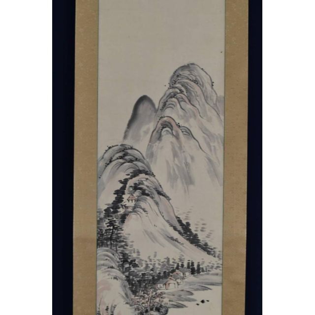 真作/狩野伊川院/達磨大師図/絹表装/桐極箱付/布袋屋掛軸HI-233 真作