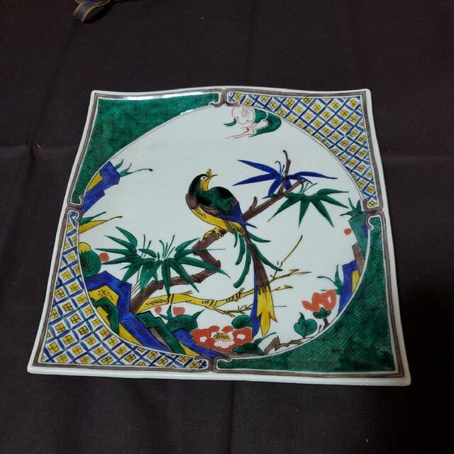 九谷焼 昇竜作 飾り大皿12号本金 松鷹 九谷焼 昇竜作 飾り大皿