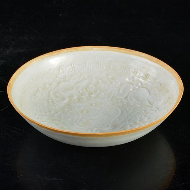 中国 影青 青白釉 陽刻 花文 鉢 C R5789 中国 影青 青白釉