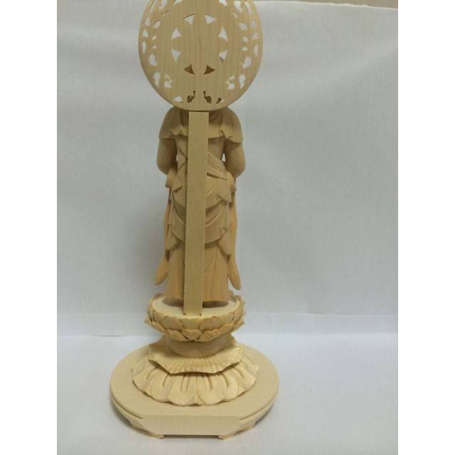 新品 桧木 観音勢至 27cm 仏像木彫り