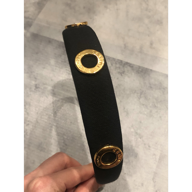 CELINE カチューシャ サークルロゴ ブラック フランス製 CELINE