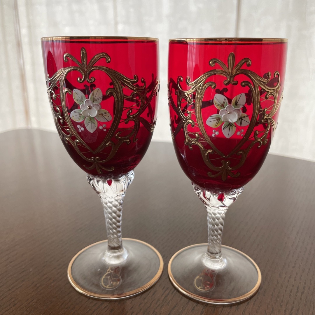 ☆ヴェネチアングラス☆アレキサンドリアブルー ワイングラス 2個