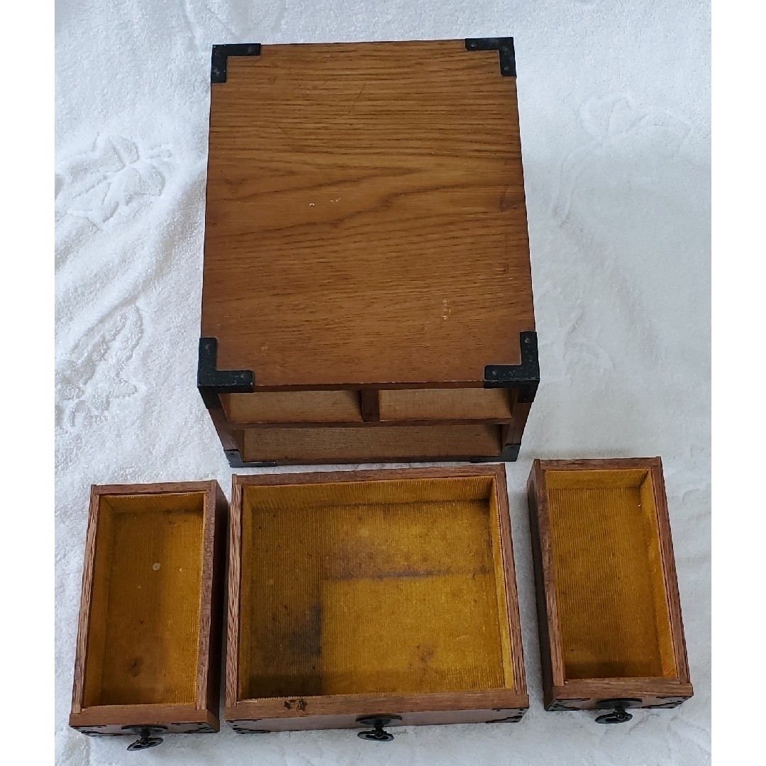 処分価格】アンティーク 木製 裁縫箱 時代箪笥 小物入れ 木箱 レトロ