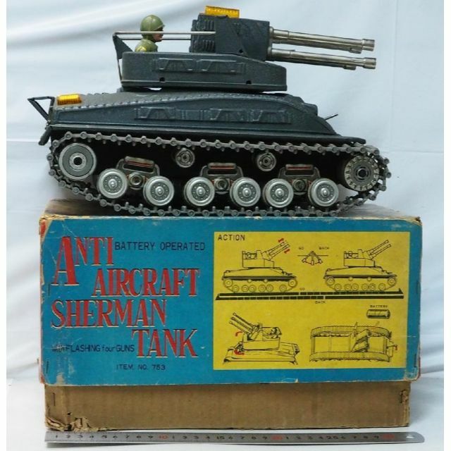 米澤【 シャーマン タンク 対空戦車 動作不調】当時物ブリキ自動車TIN
